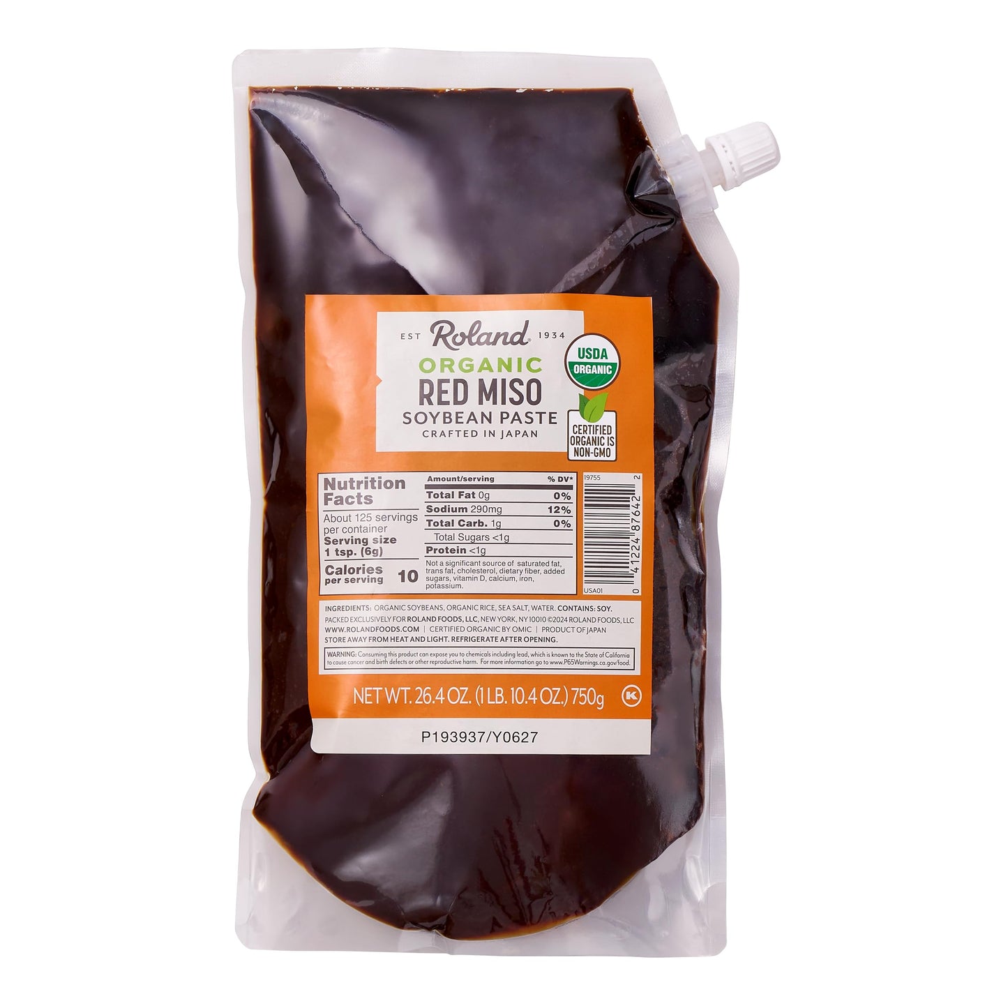 Roland Foods Organic Red Miso Paste Specialty Imported Food 26.4 Ounce Pouch Pack of 1
