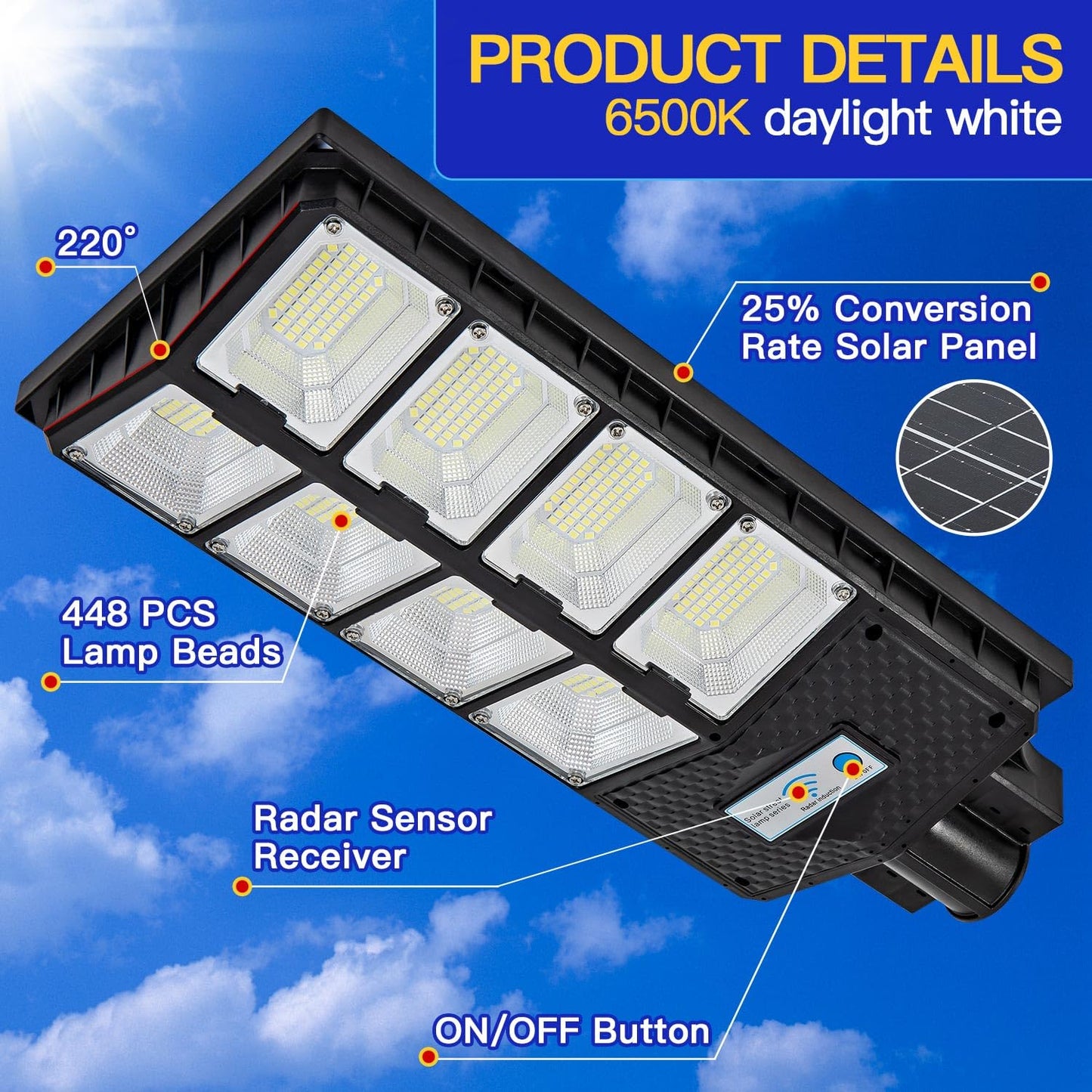 Yointhit Waterproof Solar Lights Outdoor For Patio & Yard Dusk To Dawn Motion Sensor Security Lighting High Brightness Solar-Powered Garden Pathway Lamps-2 Pack