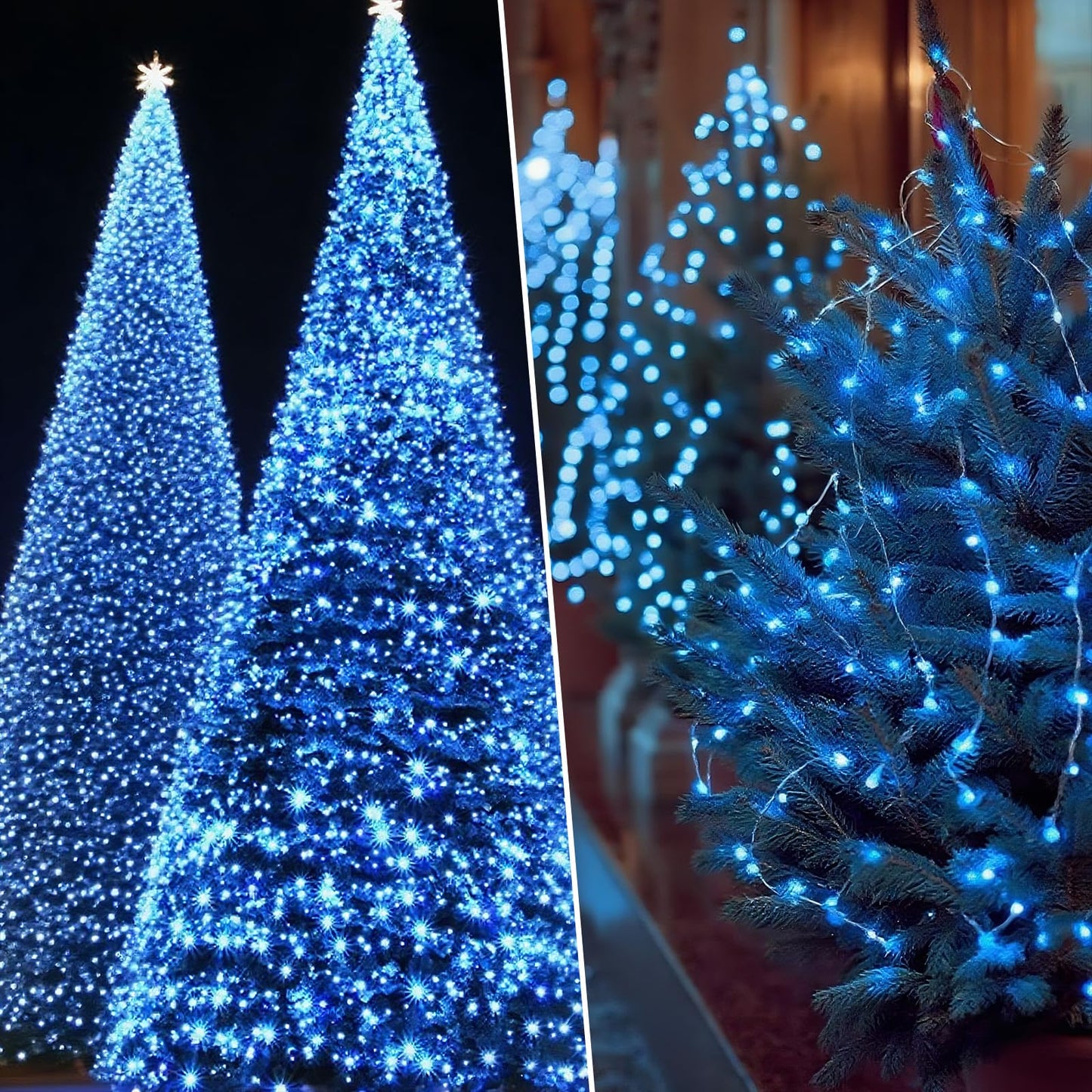 Solar String Lights Outdoor Waterproof 2 Pack Total 66Ft 200Led 8 Modes Twinkle Lights Solar Fairy Lights For Patio Garden Yard Party Wedding Tree Christmas Halloween Decoration Blue