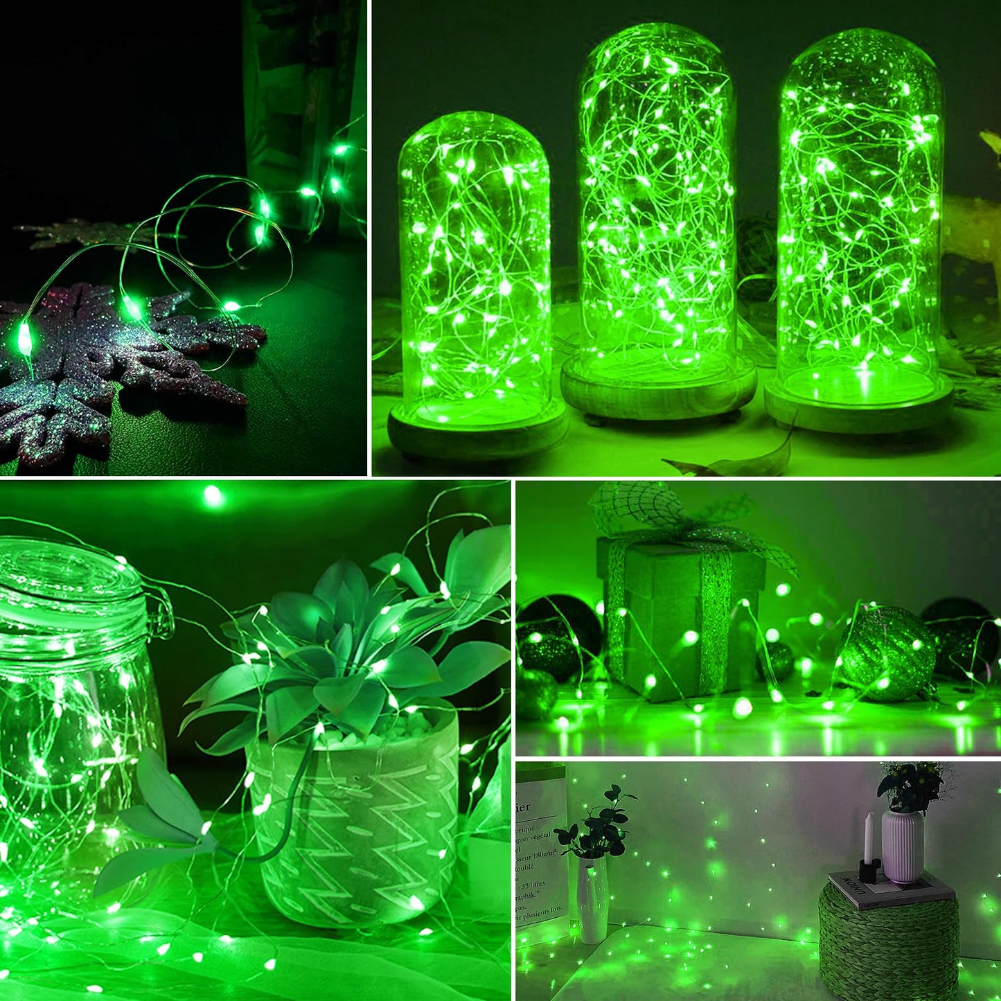 Aikei 100 Pack Led Fairy Lights Battery Operated 3 Modes Mini String Lights Waterproof 7 Feet 20 Led Firefly Starry Lighting For Birthday Wedding Party Bedroom Halloween Christmas Decoration Green