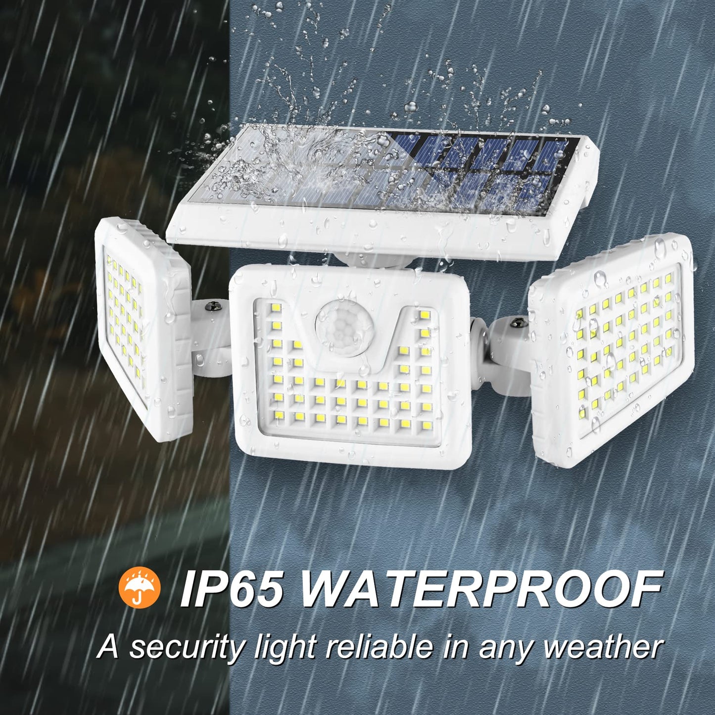 INCX Solar Powered Motion Sensor Security Lights, 118 LED, IP65 Waterproof, 4 Pack, White