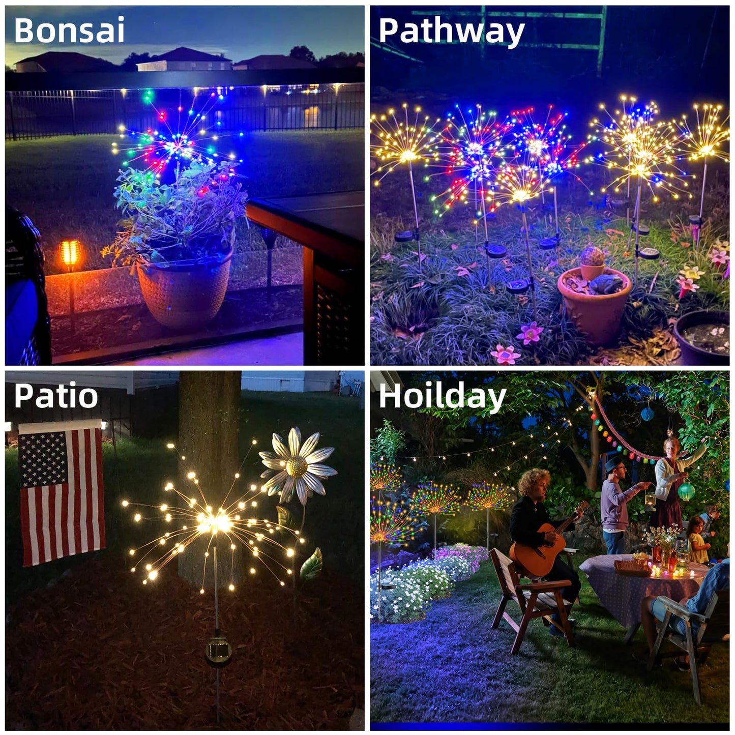 Yotozu 2 Pcs Solar Firework Light Outdoor Solar Garden Decorative Lights 120 Led Powered 40 Copper Wires String Diy Landscape Light For Walkway Pathway Backyard Decoration Parties Perfect Gifts(Red)