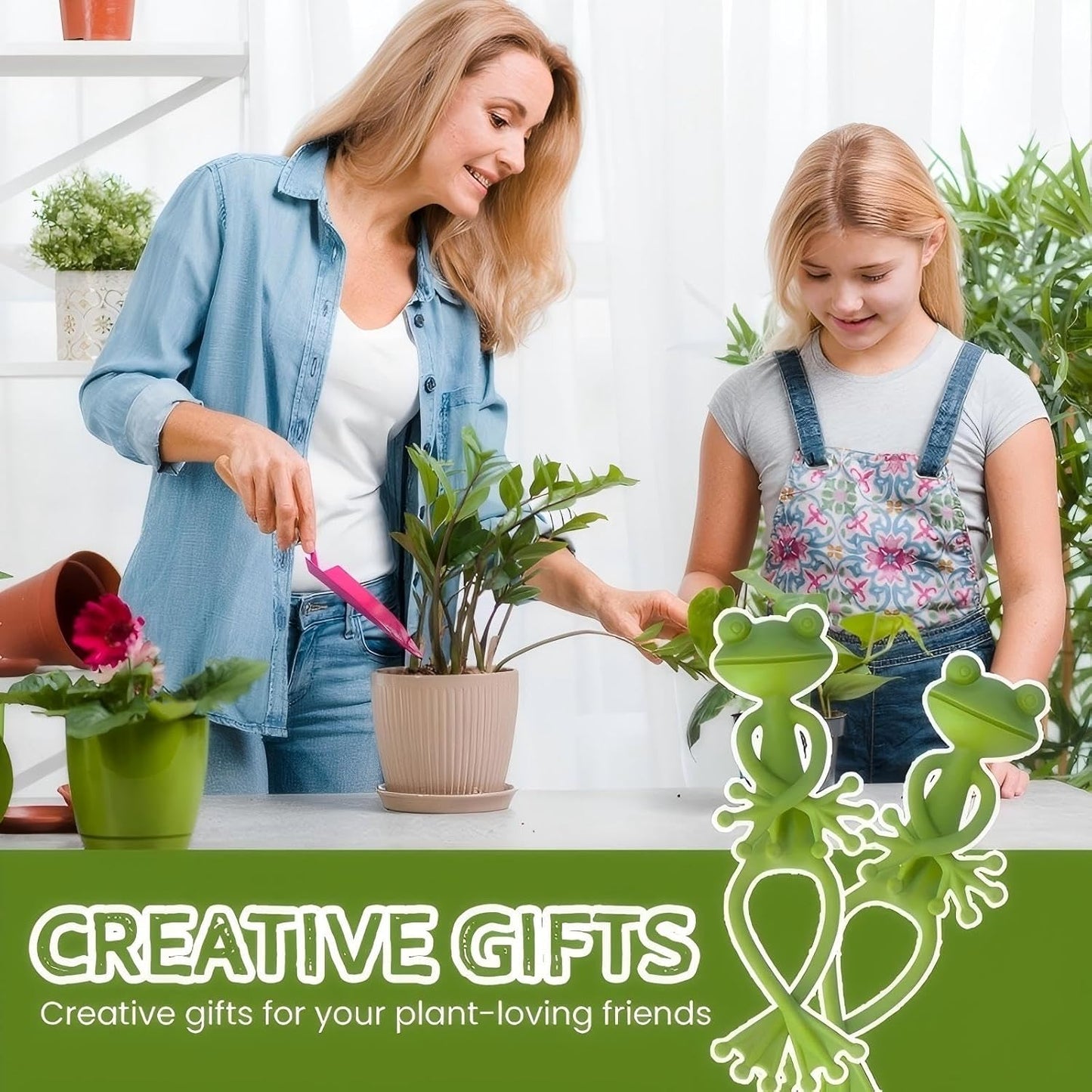Frog Plant Stand for Potted Plants & Vines - Sturdy Gardening Clips with Cute Frog Design, Indoor/Outdoor Plant Stand Accessories - Multipurpose Garden Decor Clips for Flower Pots (3pc)