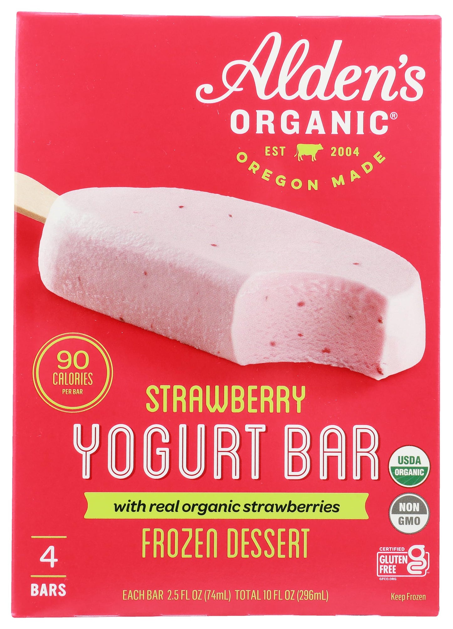 Aldens Organic Strawberry Yogurt Bars, 4 ct, 10 fl oz