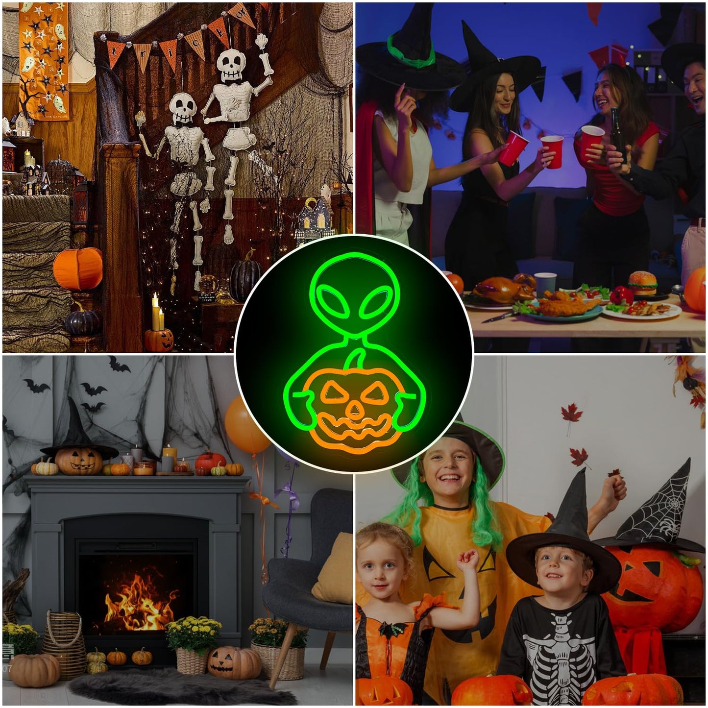Jeanchrl Alien Pumpkin Neon Sign Halloween Neon Light Sign For Bedroom Usb Powered Pumpkin Led Sign For Wall Decor Adjustable Alien Neon Wall Art Gifts For Friends Kids Halloween Decorations