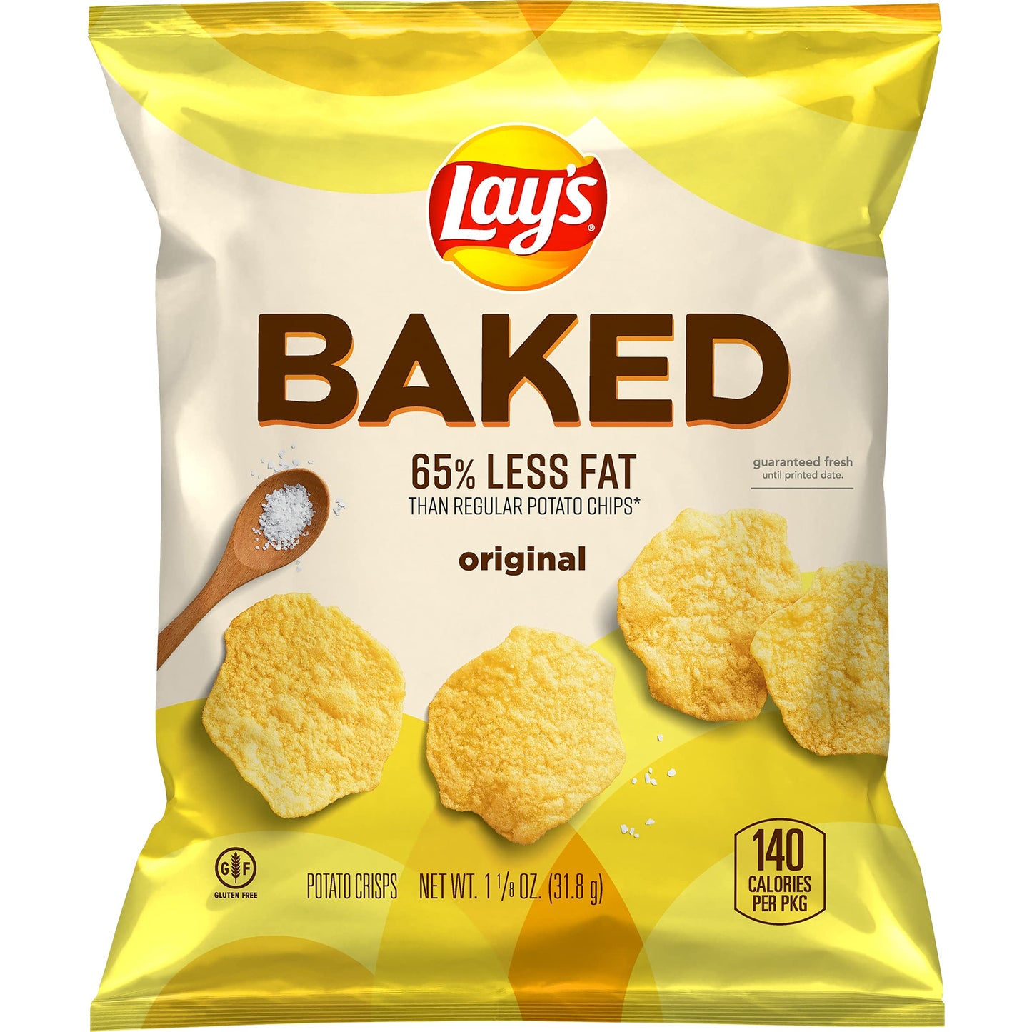 Baked, Lays Original Potato Crisps, 1.125 Ounce (Pack of 64)