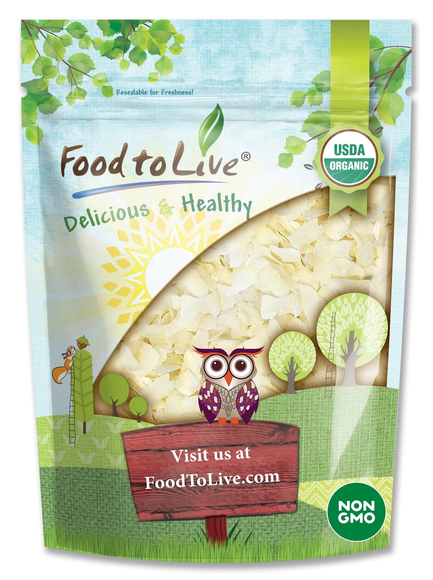 Food to Live Organic Coconut Chips, 12 Ounces - Non-GMO, Kosher, Raw, Desiccated, Unsweetened, Unsulfured, Dried Flakes, Vegan,