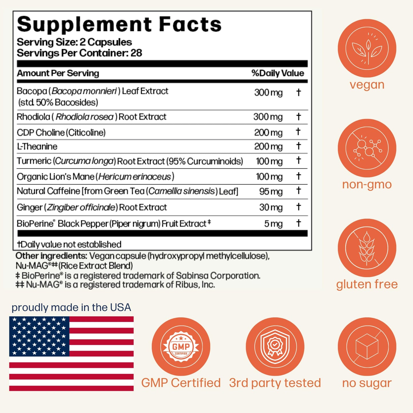 Avantera Elevate Premium Nootropic Supplement - Beat Brain Fog - Best Focus Supplements for Memory & Focus Support - Energy Without Crash - 56 Count Pills for Women & Men