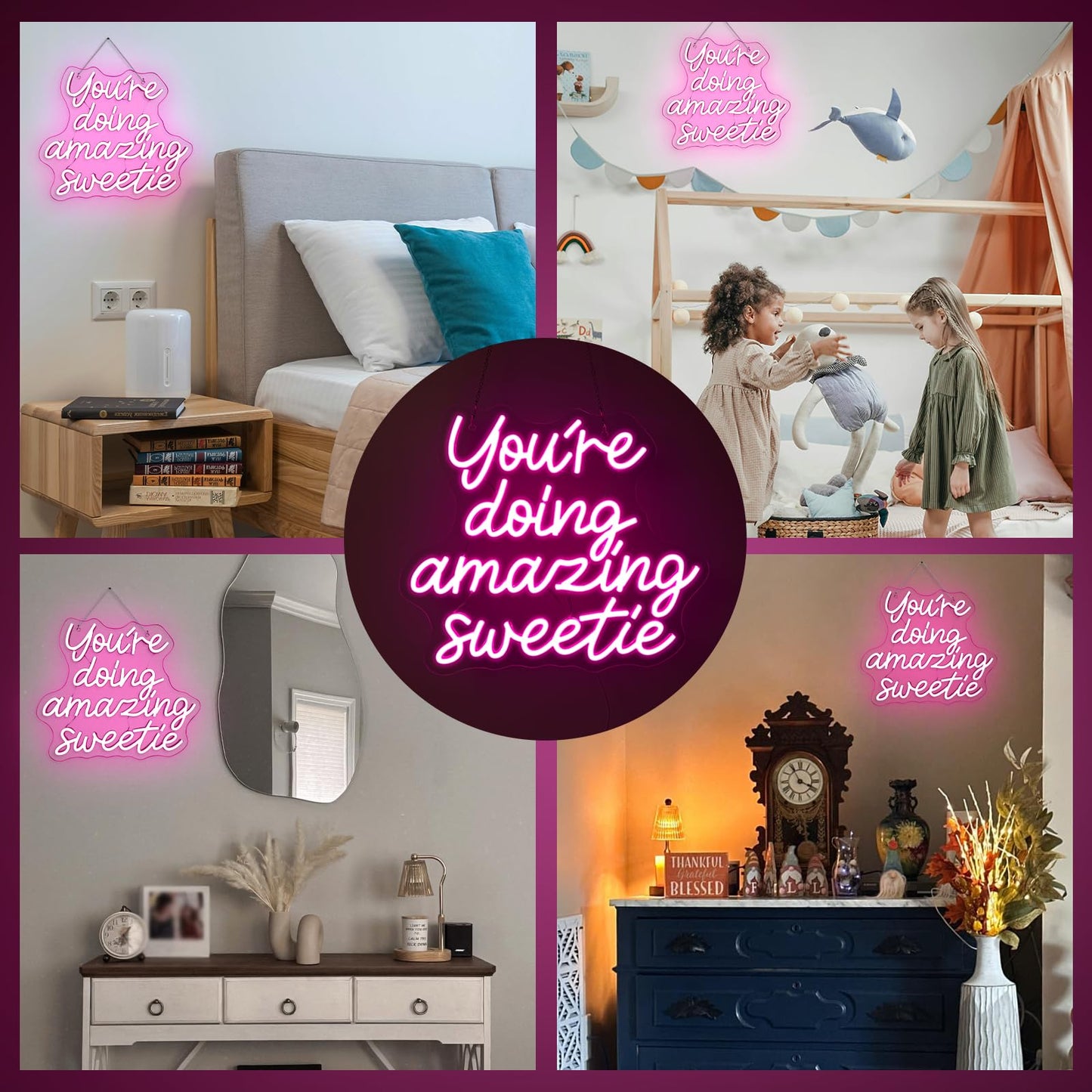 YouRe Doing Amazing Sweetie Neon Sign Pink Dimmable Led Neon Lights For Wall Decor Usb Powered Light Up Signs For Girls Bedroom Party Salon Best Gifts For Birthday Christmas