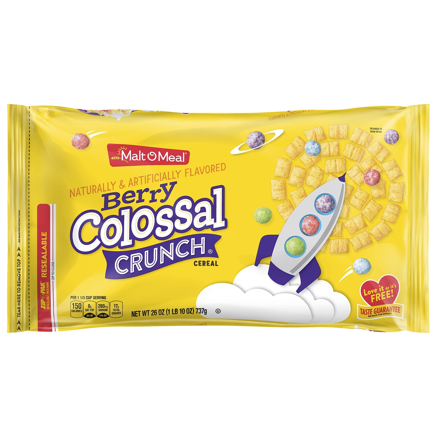 Malt-O-Meal Berry Colossal Crunch Breakfast Cereal, Super Size Bag, Bagged Cereal, 34.5 Ounce - 1 count