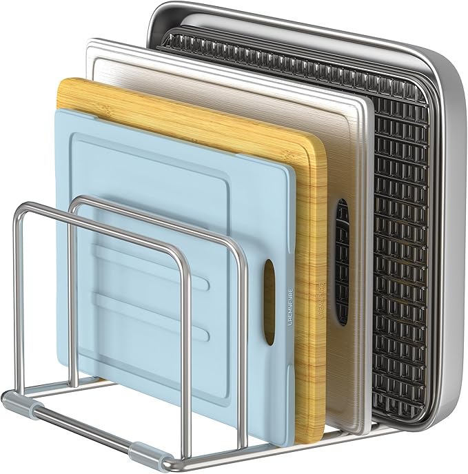 Cutting Board Stand and Organizer - Stainless Steel Rack for Countertop, Chopping Board Holder (1 Pack)