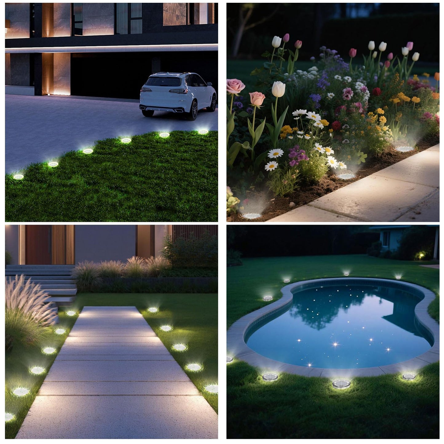 Solar Lights Outdoor 16 Pack Solar Garden Outdoor Waterproof Pathway Lights Bright In-Ground Light Outdoor Lighting Decor For Lawn Patio Yard Driveway Step And Walkway White Light