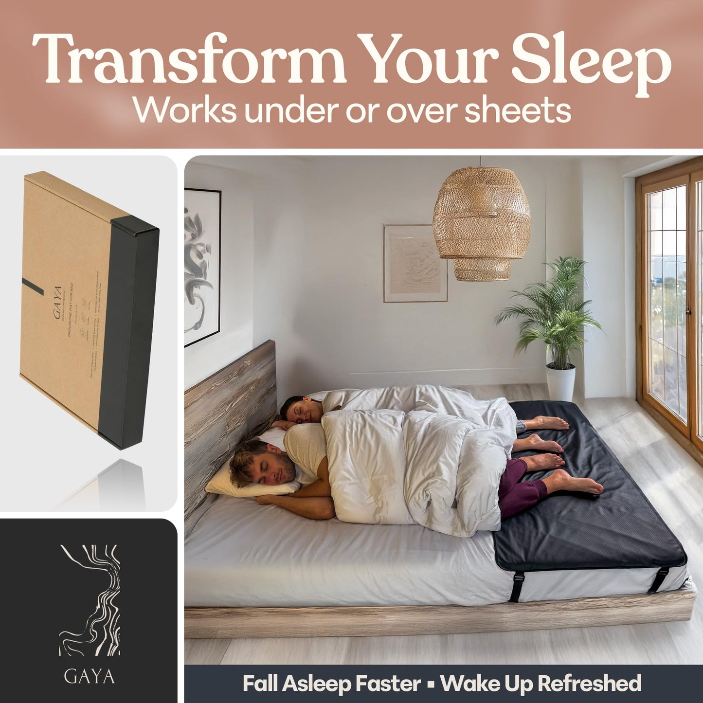 Grounding Mat for Bed (King/Queen/Full/Twin) - Earthing Grounding Pad, Soft Breathable Conductive Carbon Sleep Mat, Better Sleep & Muscle Relaxation, Anti-Slip Durable, Easy Setup, Gift Box Included