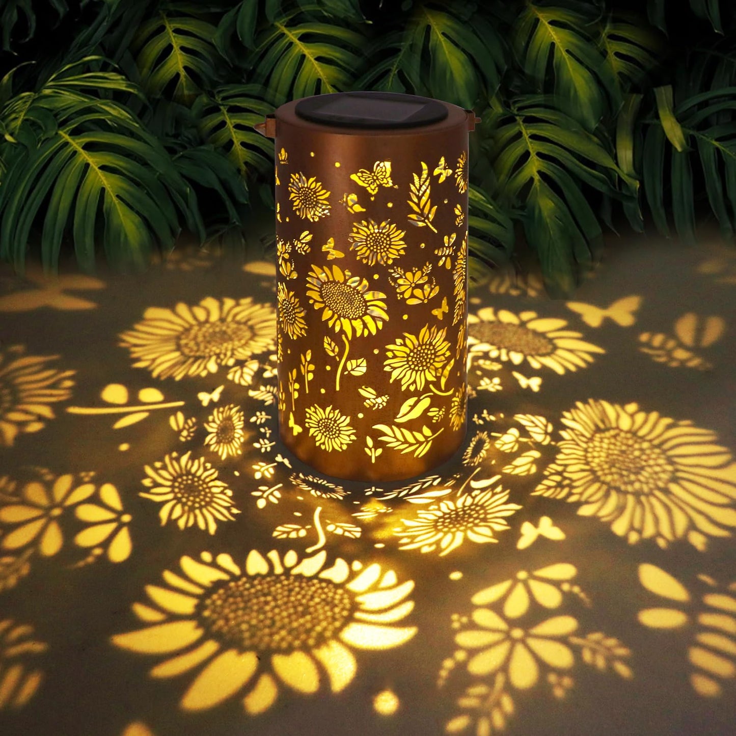 Sunflower Solar Lanterns Outdoor Waterproof Hanging Lights, Sunflower Gifts for Women Mom Grandma, Metal Solar Decorative Lanter