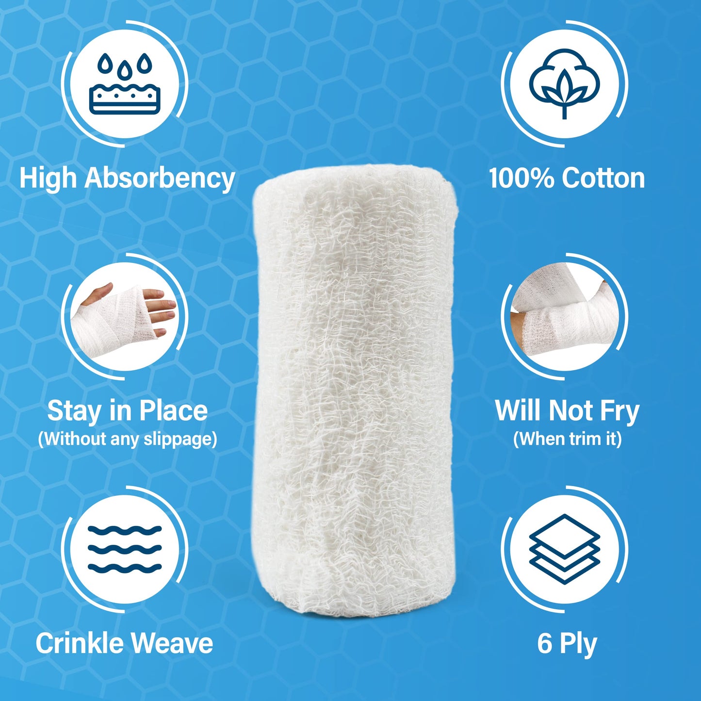 Gauze Rolls-kerlix Cotton Gauze Bandage Rolls -6 ply-STERILE - 4 Inches X 12 feet -Extra Absorbency - Medical Gauze Bandage -6 Rolls - Latex Free -Each roll Individual Wrapped-Hospital Grade Quality