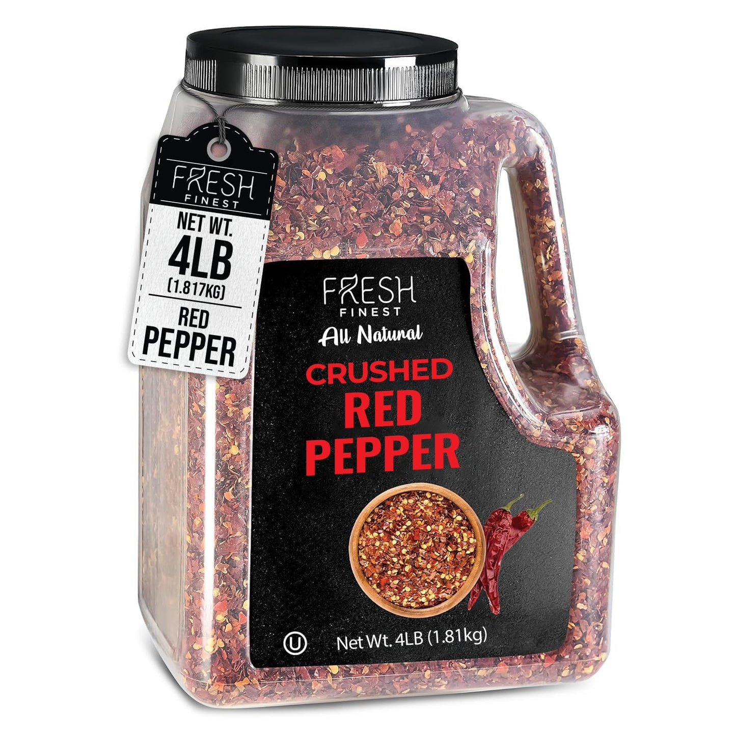 Fresh Finest Bulk 4LB Crushed Red Pepper Spices Commercial and Home Cooking - Chili Pepper Flakes Red Peppers Spice Best for Pizza Flatbreads Beef and More - 4 LB