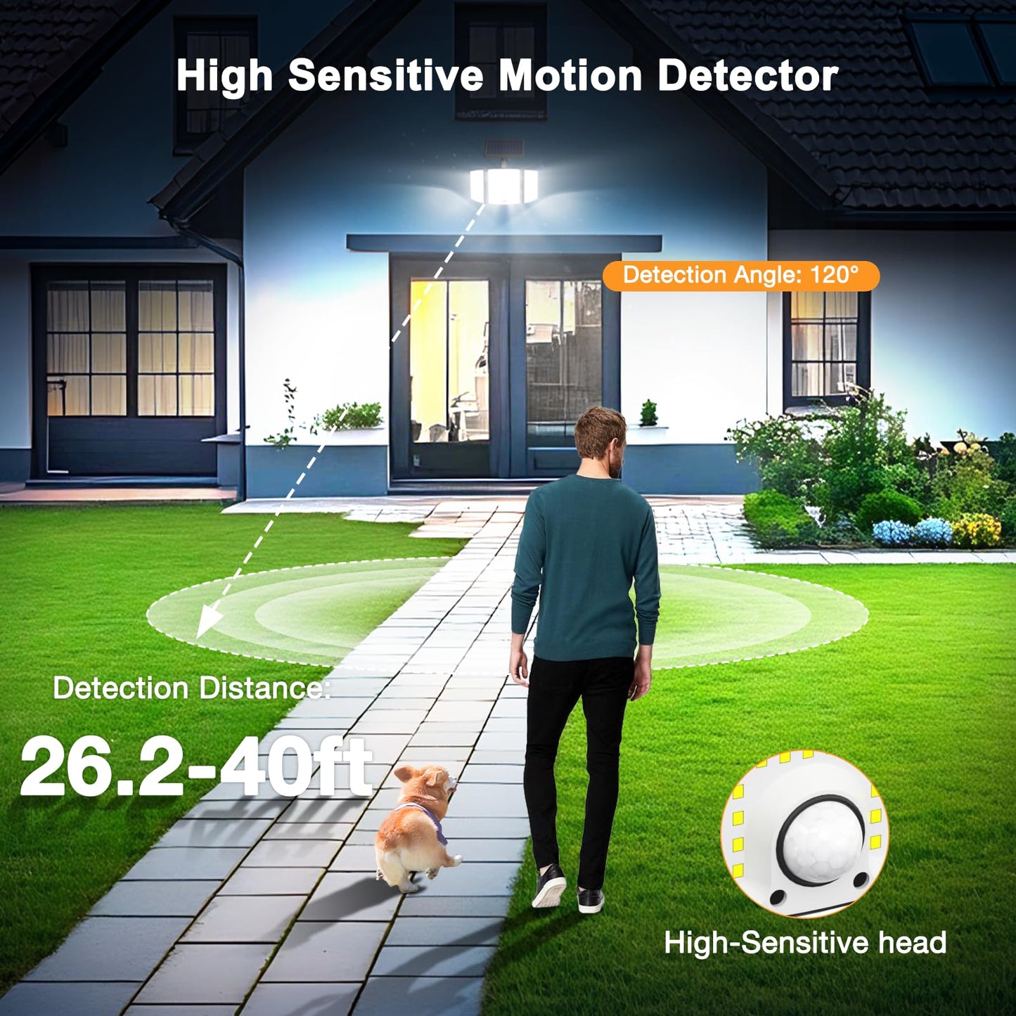 Onforu Solar Lights Outdoor, 3500LM, 278 LEDs, Motion Sensor, IP65 Waterproof, Remote Control, 2 Pack, Black, Model BDTYF06-3