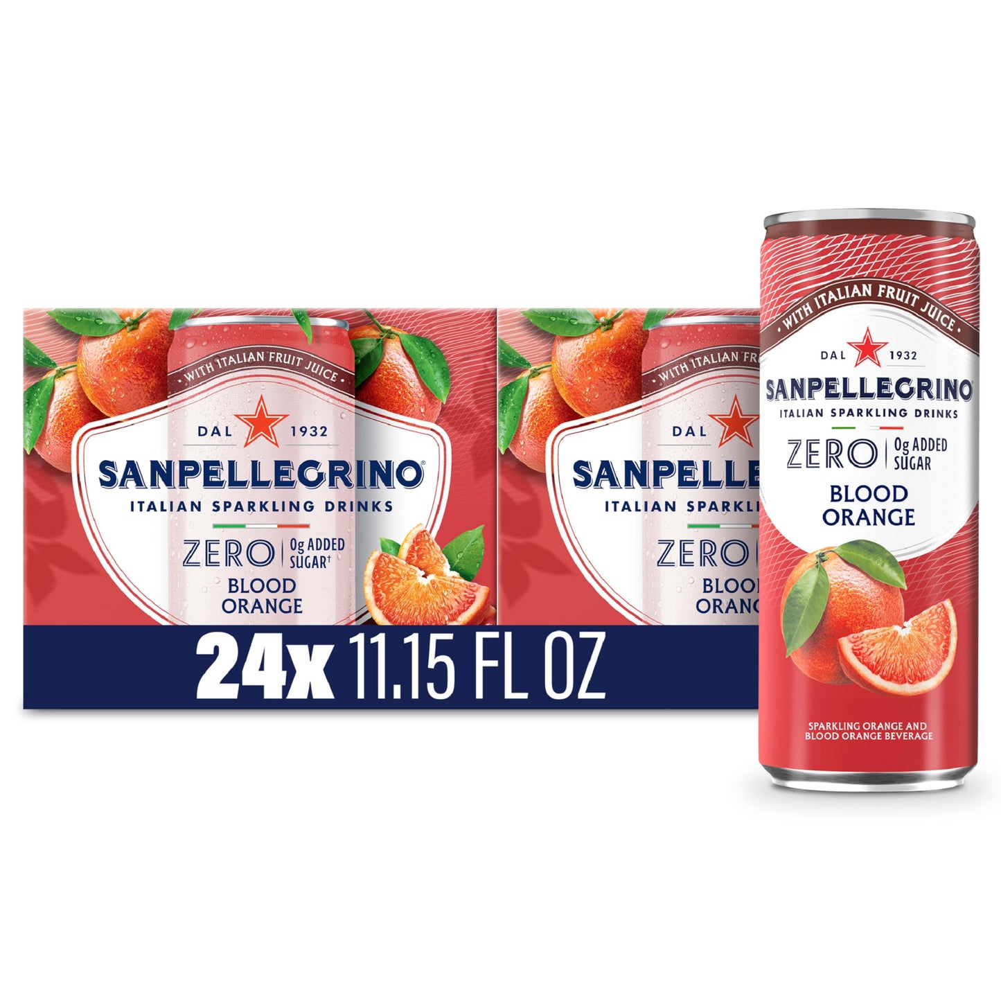 Sanpellegrino Zero Grams Added Sugar Pomegranate & Orange Italian Sparkling Drink, 24 Pack Of 11.15 Fl Oz Cans, Sanpellegrino It