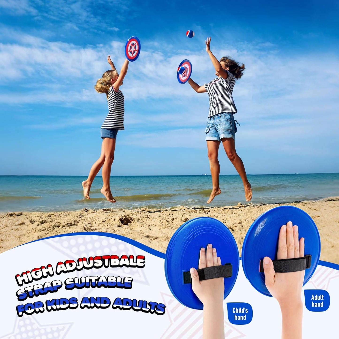 PlayZap Toss and Catch Ball Set Upgraded Stocking Stuffers for Toddlers Kids Teens Boys Girls - Baseball Toys Sturdy PVC for Beach Pool Yard Outdoor - Gift for 3-5 5-8 8-13+ Years