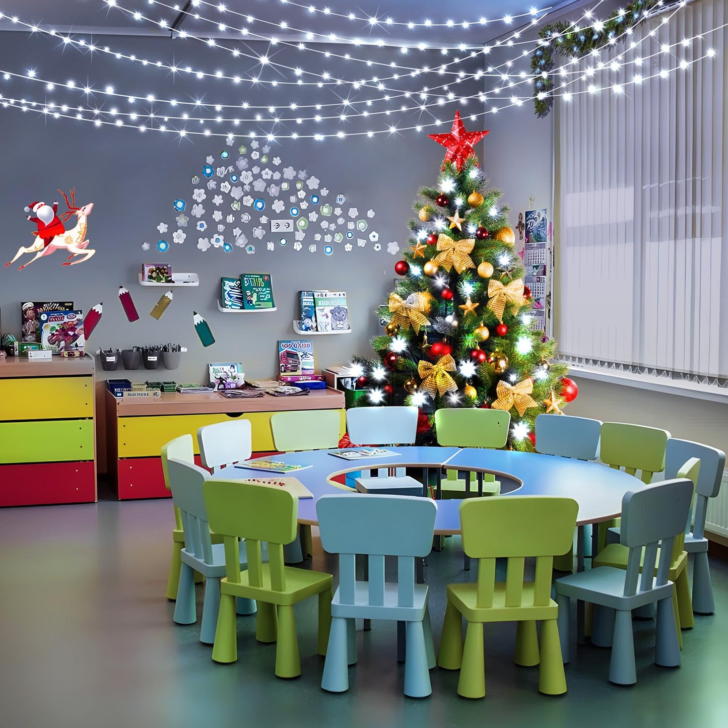 KNONEW Christmas String Lights, 60FT 180LED, Waterproof, 8 Modes, Timer, Cool White, Model KN-1000-LIG168-01