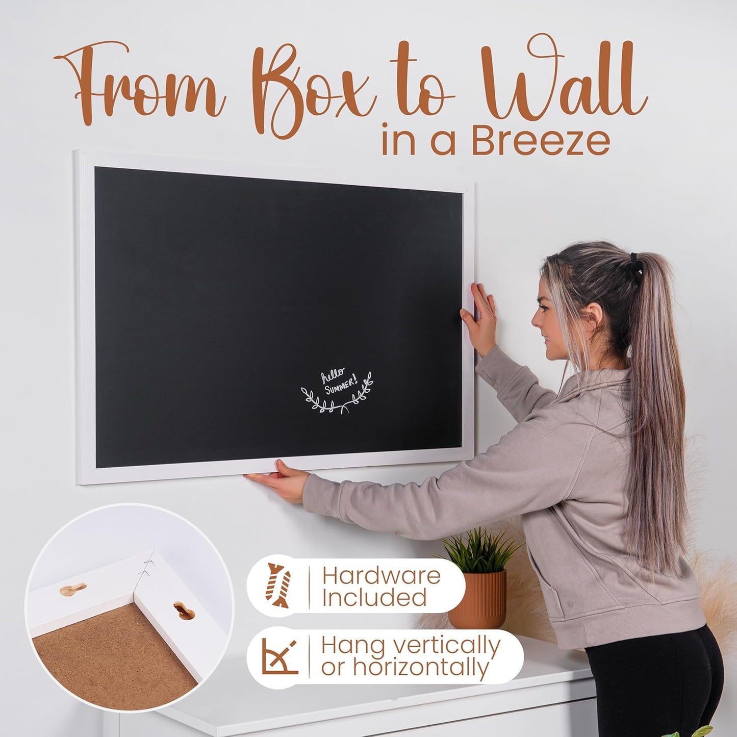 Loddie Doddie Magnetic Chalkboard & Magnet Board - 24 x 36 in White Frame - Stain-Resistant Porcelain Enamel Surface - Magnetic Wall Board for Fridge Magnets & Photos