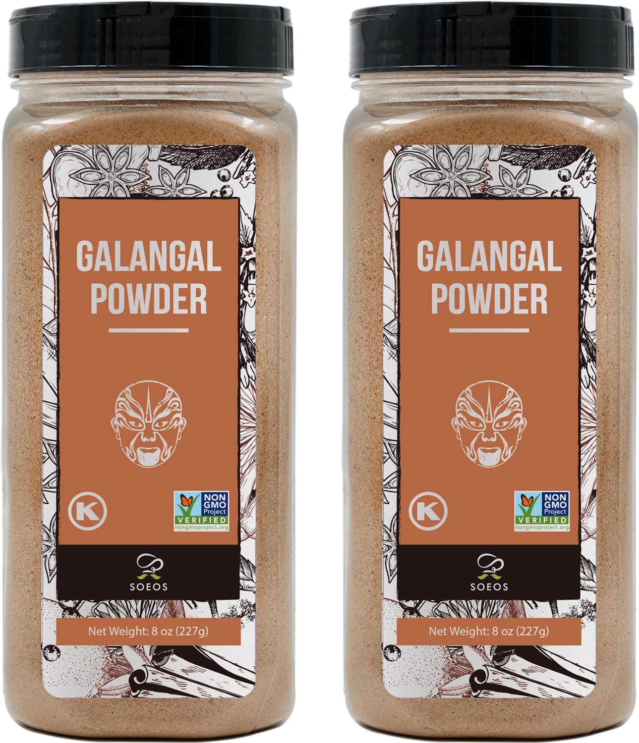 Soeos Galanga Powder 8oz (227g), Twin Pack, 16oz Total, Non-GMO, Kosher, Greater Galanga, Alpinia Galanga, Perfect for Tom Yum a