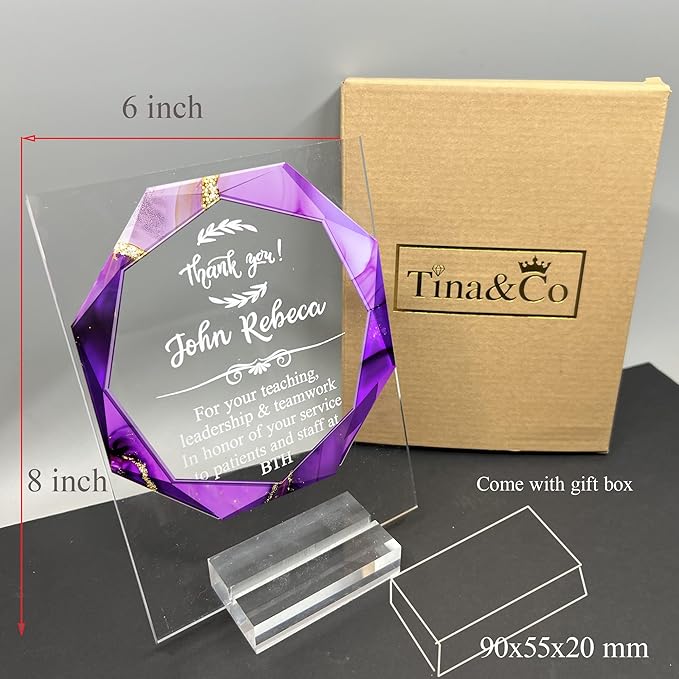 Custom Engraved Acrylic Employee Recognition Award – Personalized Appreciation Trophy for Corporate Excellence – Desk Display Plaque with Free Customization (Style #8)
