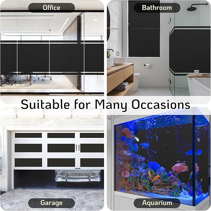 LUTE Blackout Window Film, Sun Light Blocking Frosted Privacy Cling for Glass, Darkening Window Tint for Day Sleep Black Out Shades, UV Blocking Static Cling Blackout Cover, 23.6" x 157.4"