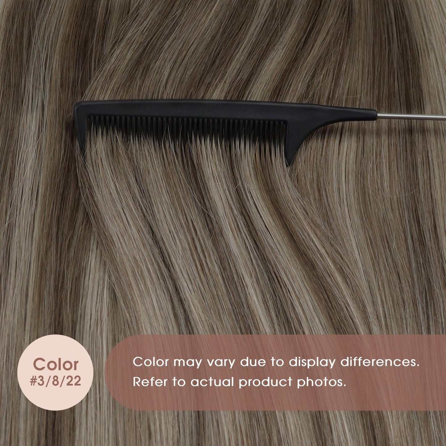 Sunny Hair Tape in Hair Extensions Real Human Hair Invisible Remy Hair Extensions Tape ins for Women Cool Brown Ombre Light Brow