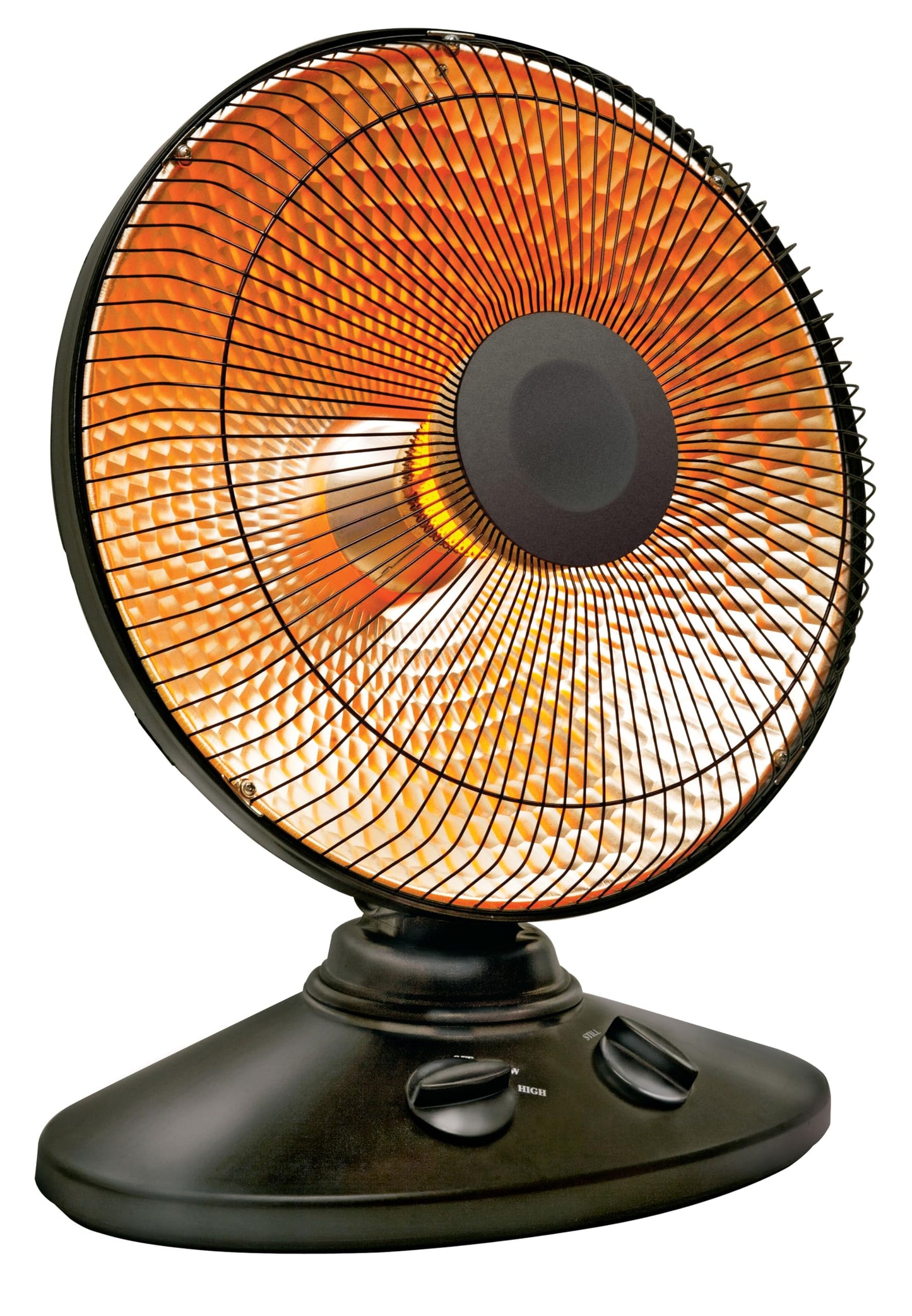 Comfort Glow Oscillating Parabolic Space Heater, 1000W Radiant Dish Heater with Adjustable Tilt, Energy Efficient, Variable Heat