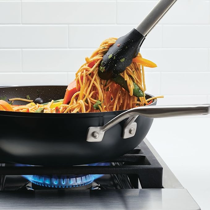 KitchenAid Hard Anodized Induction Nonstick Stir Fry Pan/Wok with Helper Handle, 12.25 Inch, Matte Black