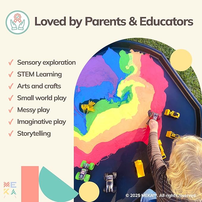 MEKA Tuff Tray Waterproof Cover for Kids – Messy Play, Sensory, STEM Activities, Classroom & Home Use (Black, Large 38" x 38")
