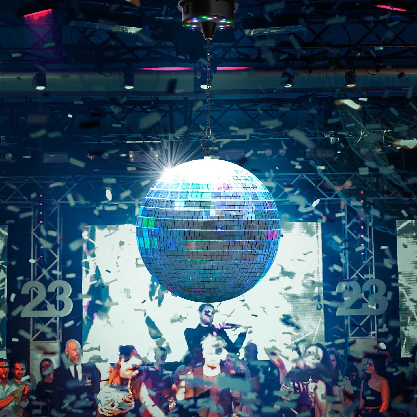 Delight 12 Large Disco Ball With Motor Rotating 6Rpm 18 Rgbw Led Lights For 70S 80S Party Dj Bands Dance Club Bar Wedding Birth