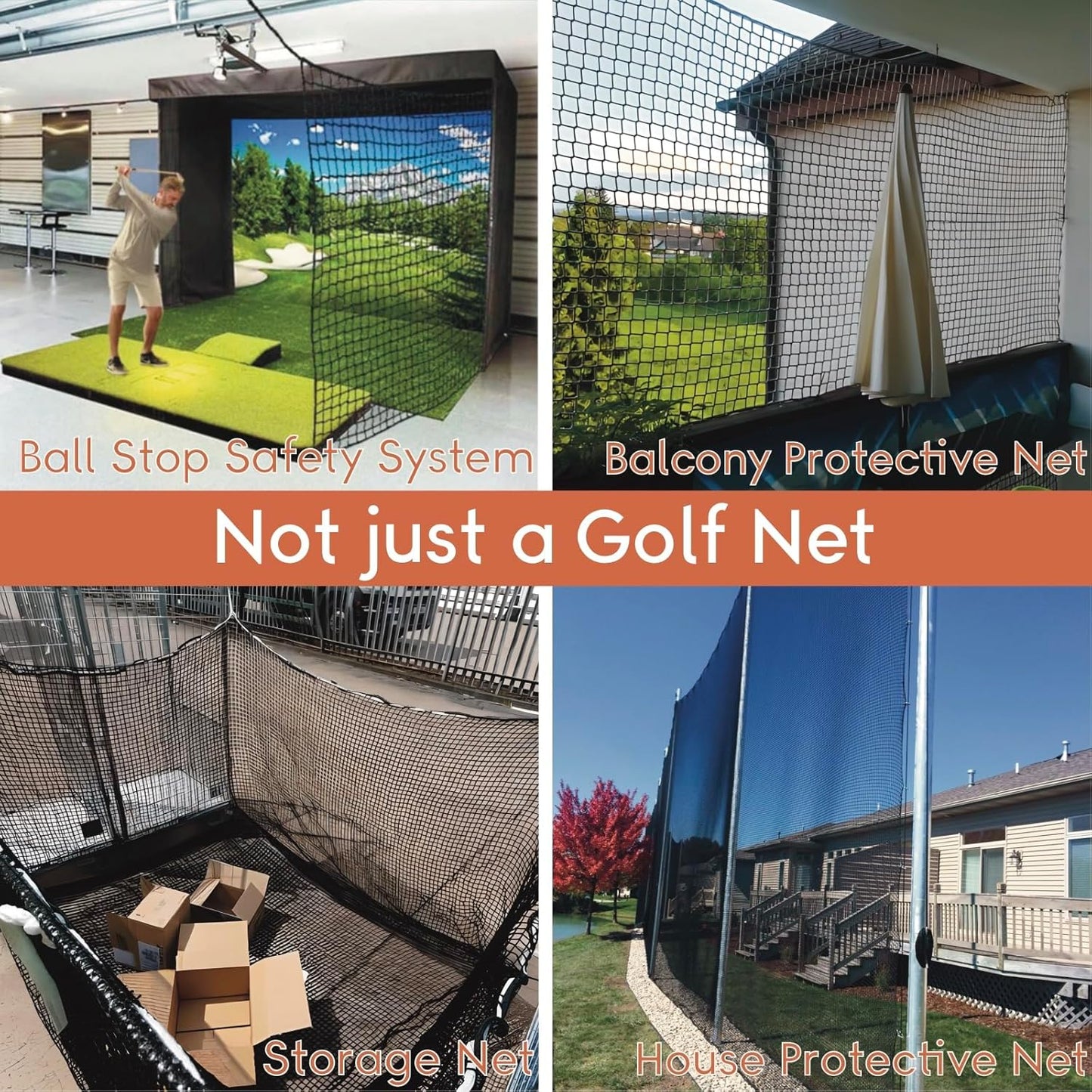 Golf Practice Net,Heavy Duty Nylon Golf Hitting Net,Golf Net Outdoor Indoor with Wire Hanging Kit,Golf Nets for Backyard Driving,Golf,Baseball, Hockey, Soccer(10/15/20/25/30ft