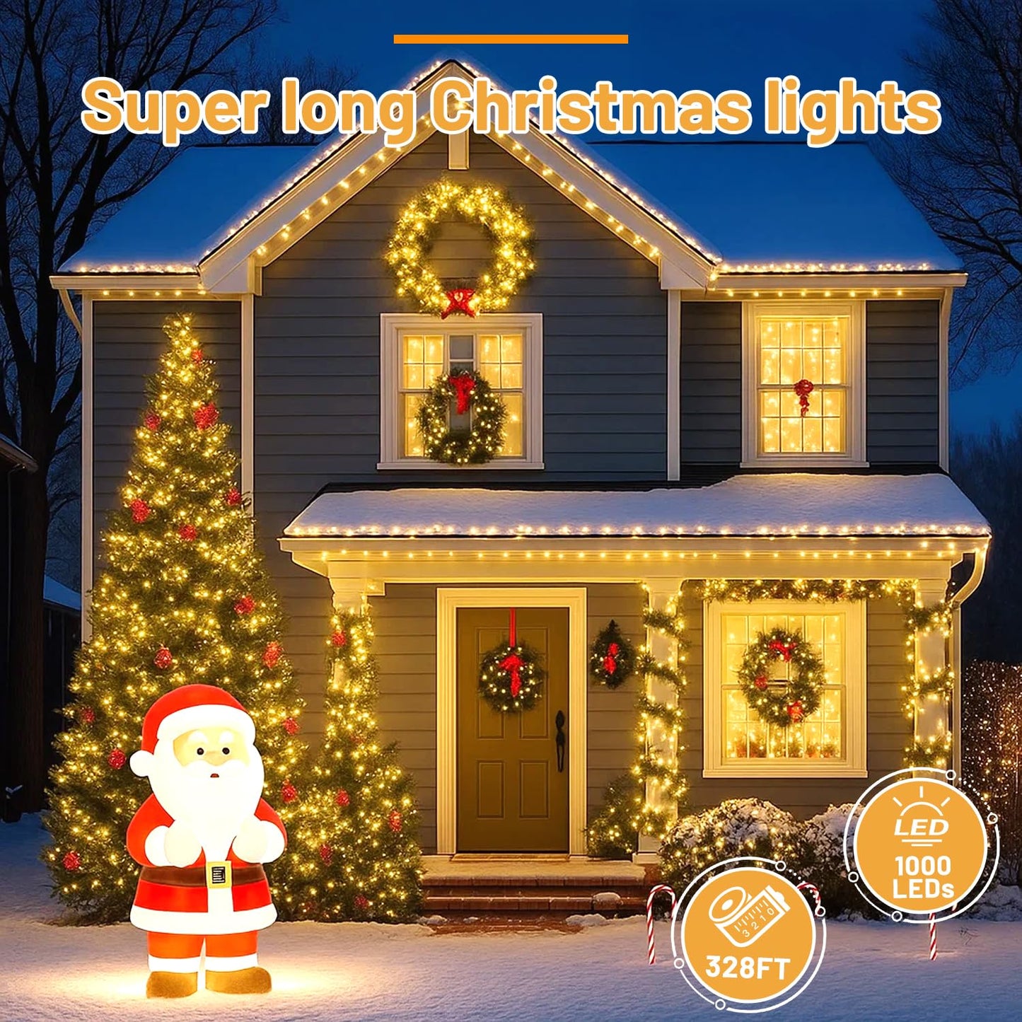 Domolli Christmas Lights 500Led 164 Ft Waterproof Christmas Tree Lights With 8 Modes Remote Control 3 Timers & Memory Function Xmas Decorations For House And Holiday (Warm White)