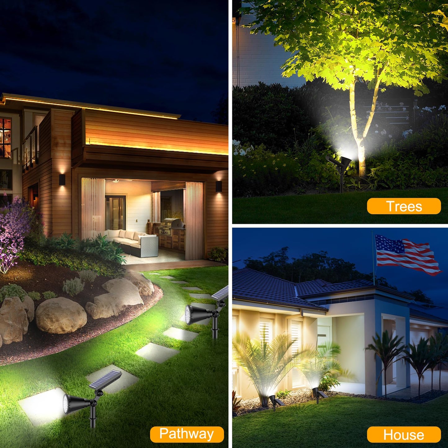 Apomao Solar Lights Outdoor Waterproof 36 Leds 1000Lm Adjustable Solar Spot Lights Outdoor 2-In-1 Solar Powered Spotlight Landscape Lighting For Garden Yard Pathway- 1 Pack (Cool White)