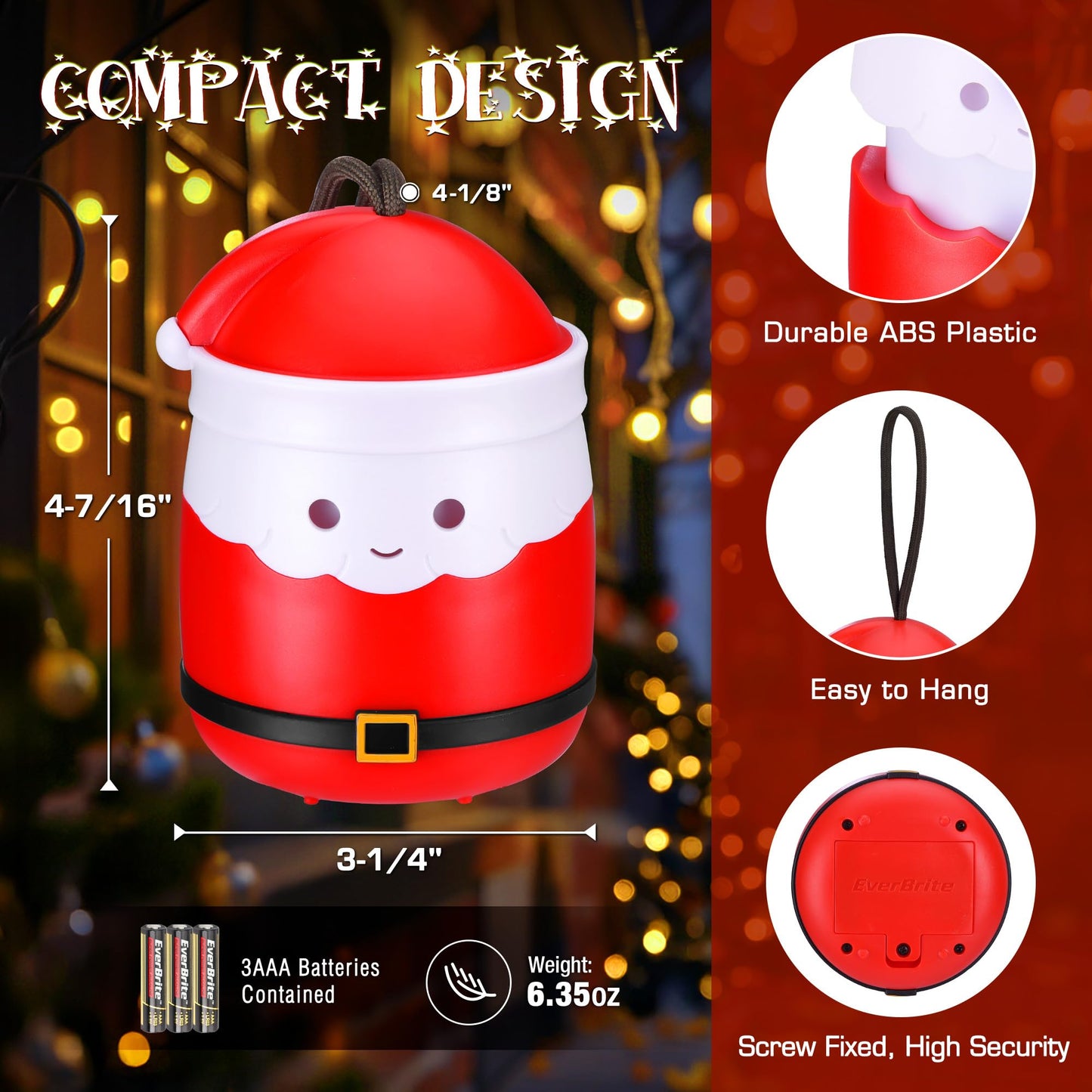 Christmas Gift Everbrite Santa Claus Lantern 3 Pack 5 Light Modes Holiday Decoration Presents For Women And Men Aaa Batteries Contained Stocking Stuffers Christmas Lights Indoor & Outdoor