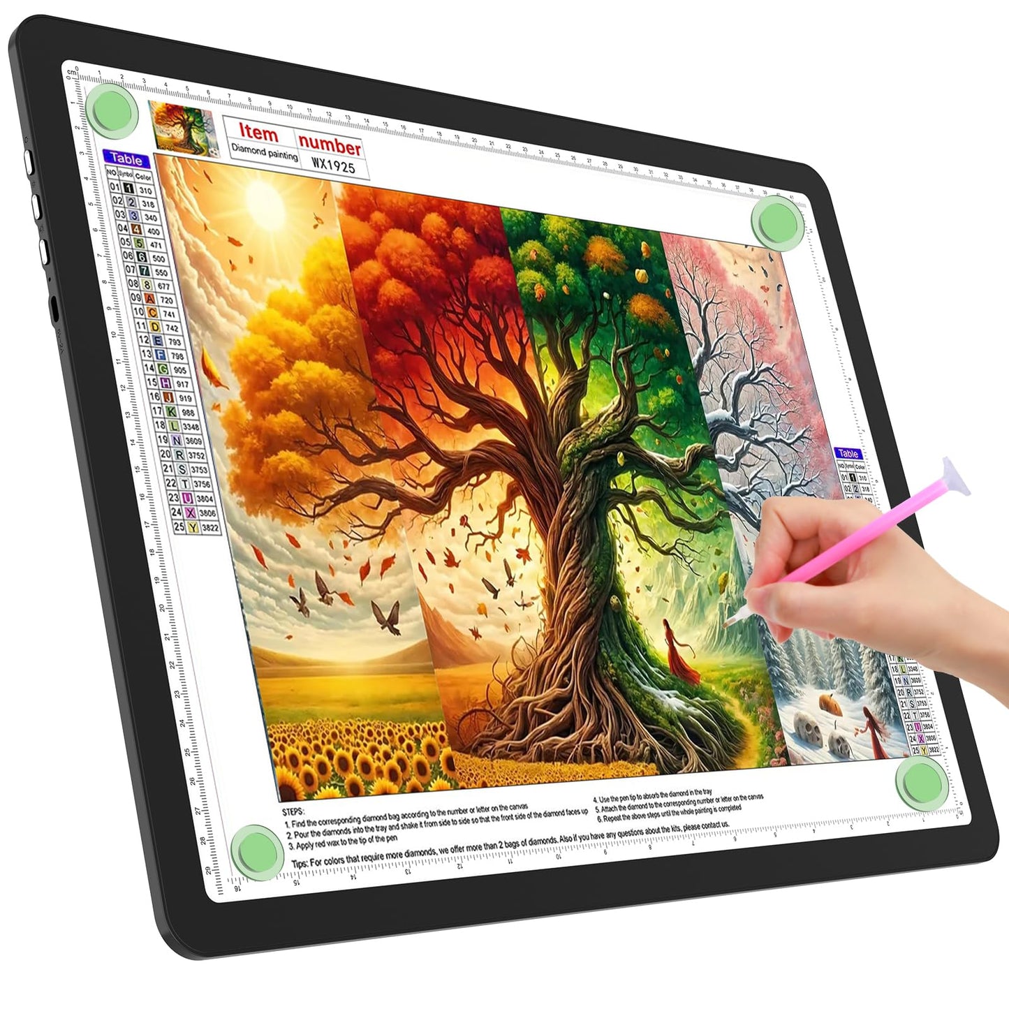 TOHETO A2 Light Pad 25.2x18.4, Large Magnetic LED Light Board for Diamond Painting, 3-Color Modes Light Box for Tracing, 6-L