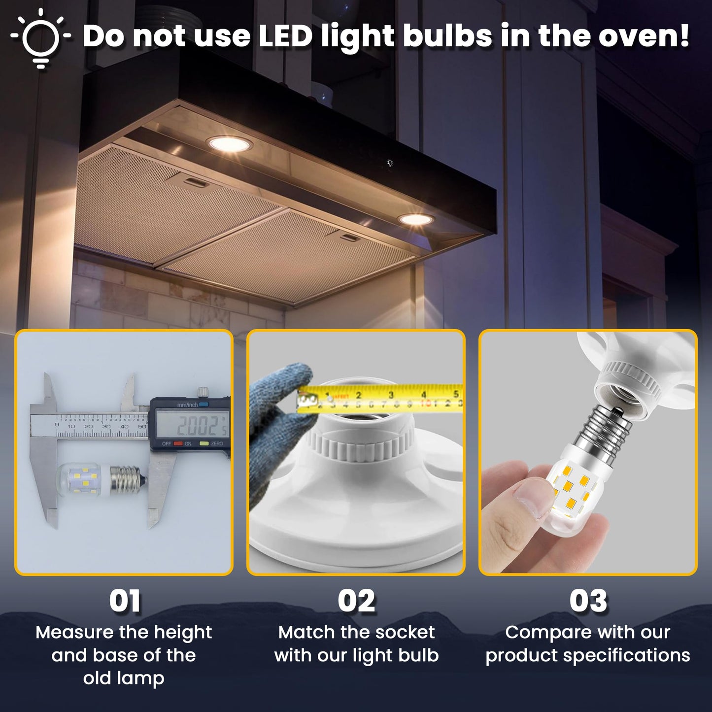 AMI PARTS E17 LED Light Bulb 3W 380LM 3000K Daylight Warm 2 Pack - Yellow