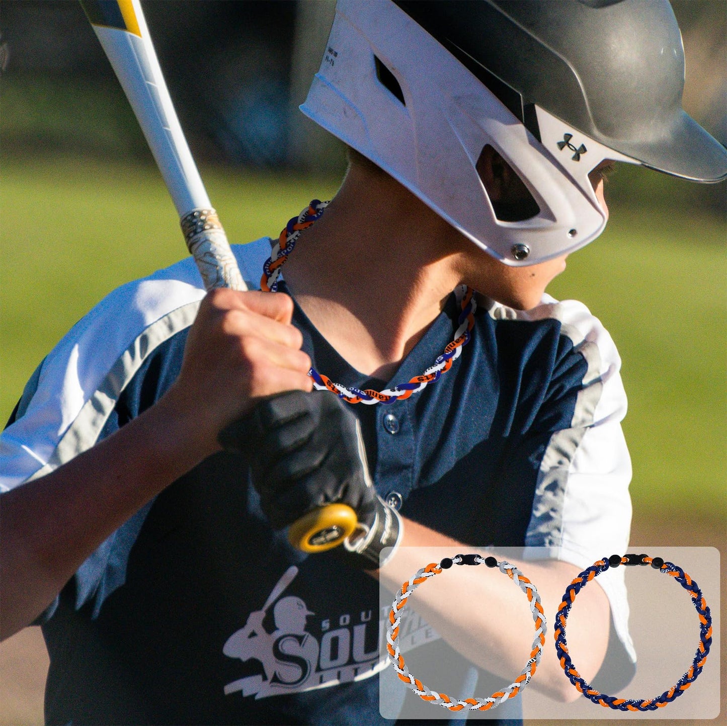 SUPBOMM 3 pcs Baseball Rope Necklaces, League Team Colors Braided Necklace, Baseball Team Gifts, Tigers
