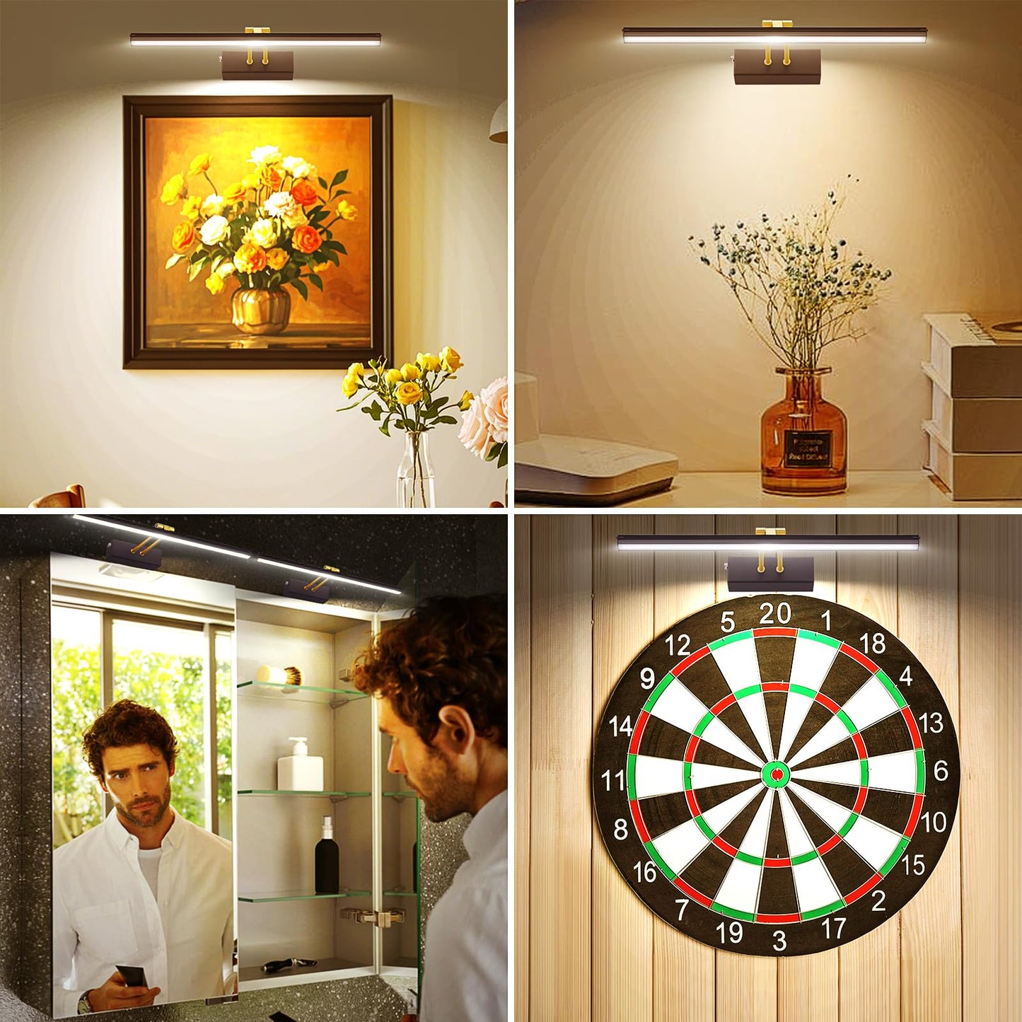 RAIFOOLLY Picture Light, 5000mAh Rechargeable, Remote Control, 16in Dimmable Accent Light, Black Steel, Model RF00127