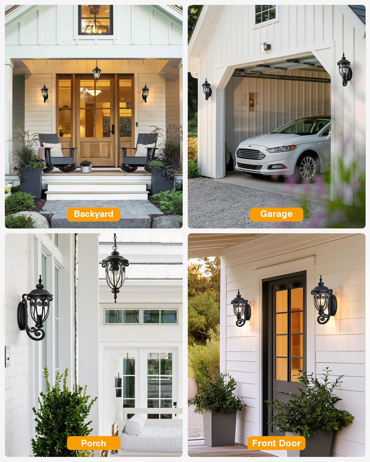 Vianis Dusk To Dawn Outdoor Lighting Black Retro Porch Lights Outdoor Lanterns Outdoor Light Fixture With Bubble Glass For Porch Garden Doorway Waterproof And Anti-Rust