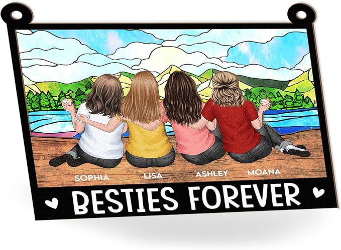 Macorner Personalized Window Hanging Suncatcher Ornament Friendship Gifts for Women, Birthday Gifts for Women Friendship, Best Friend Birthday Gifts, Besties Forever