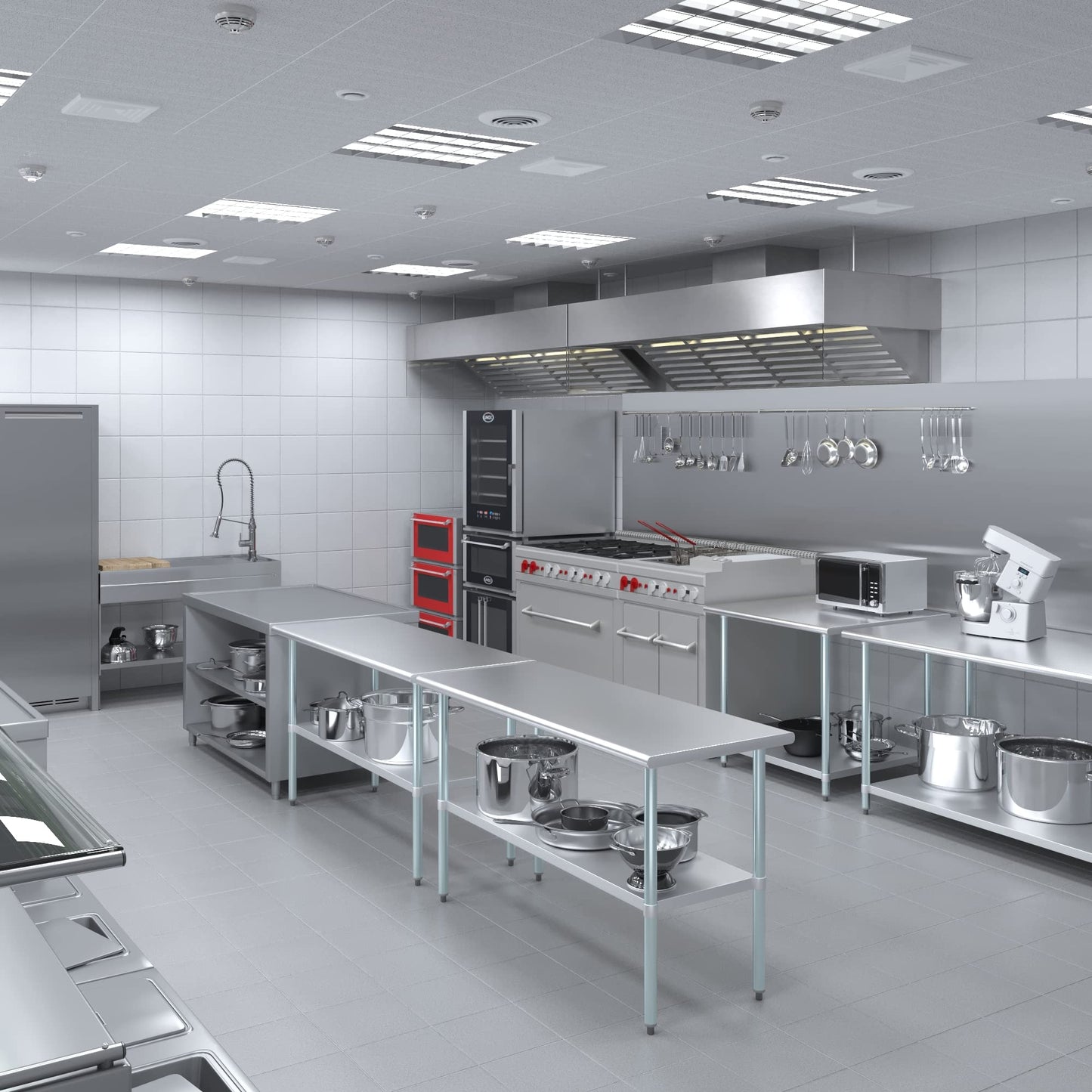AmGood 24 in. x 60 in. Stainless Steel Work Table | Metal Kitchen Food Prep Table | NSF