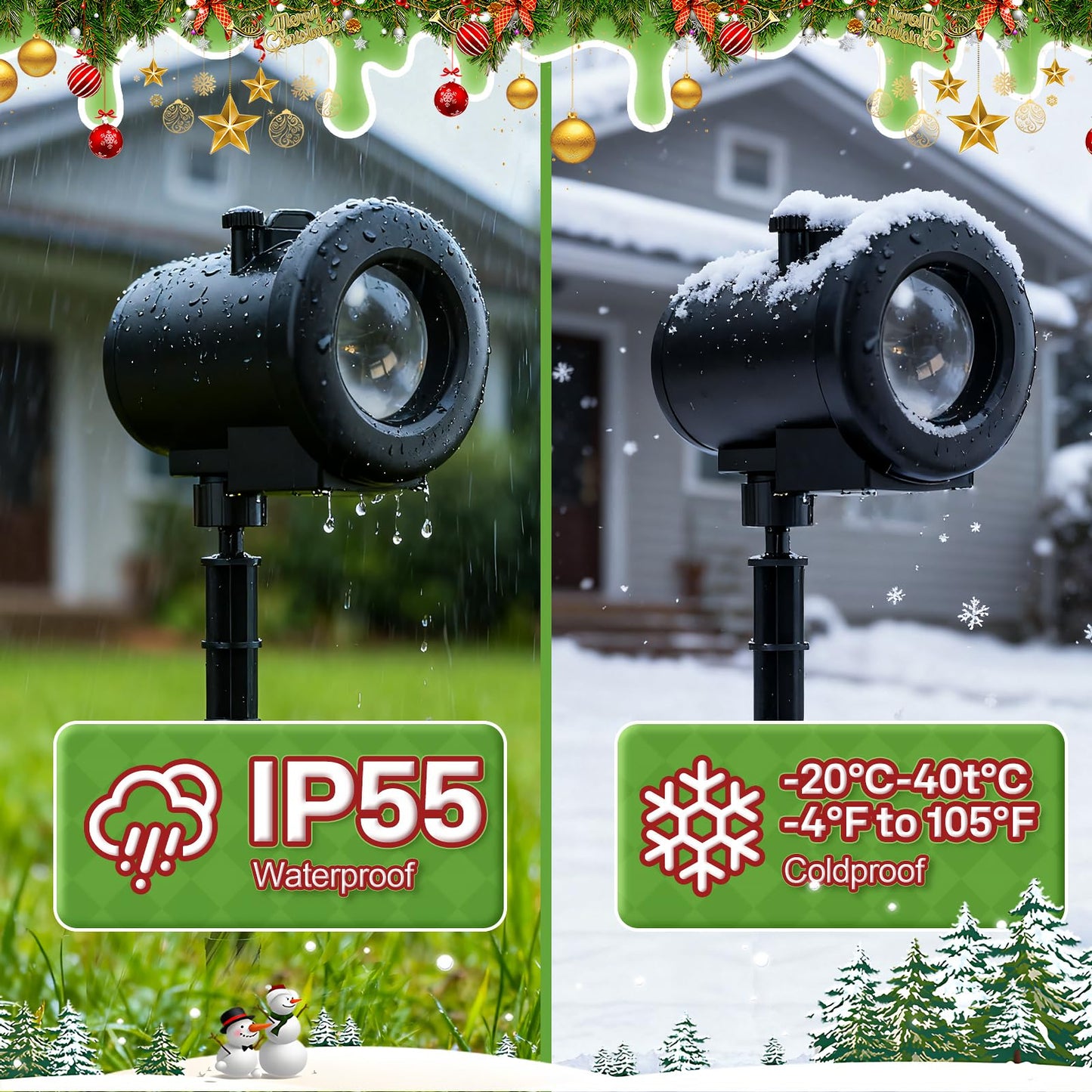 12 In 1 Christmas Projector Lights Outdoor 3D Dynamic Santa Sleigh/Nativity/Green Monster/Ghost/Spider/Bat Christmas Decor Night Lights For Party Home Window Wall Holiday Decor