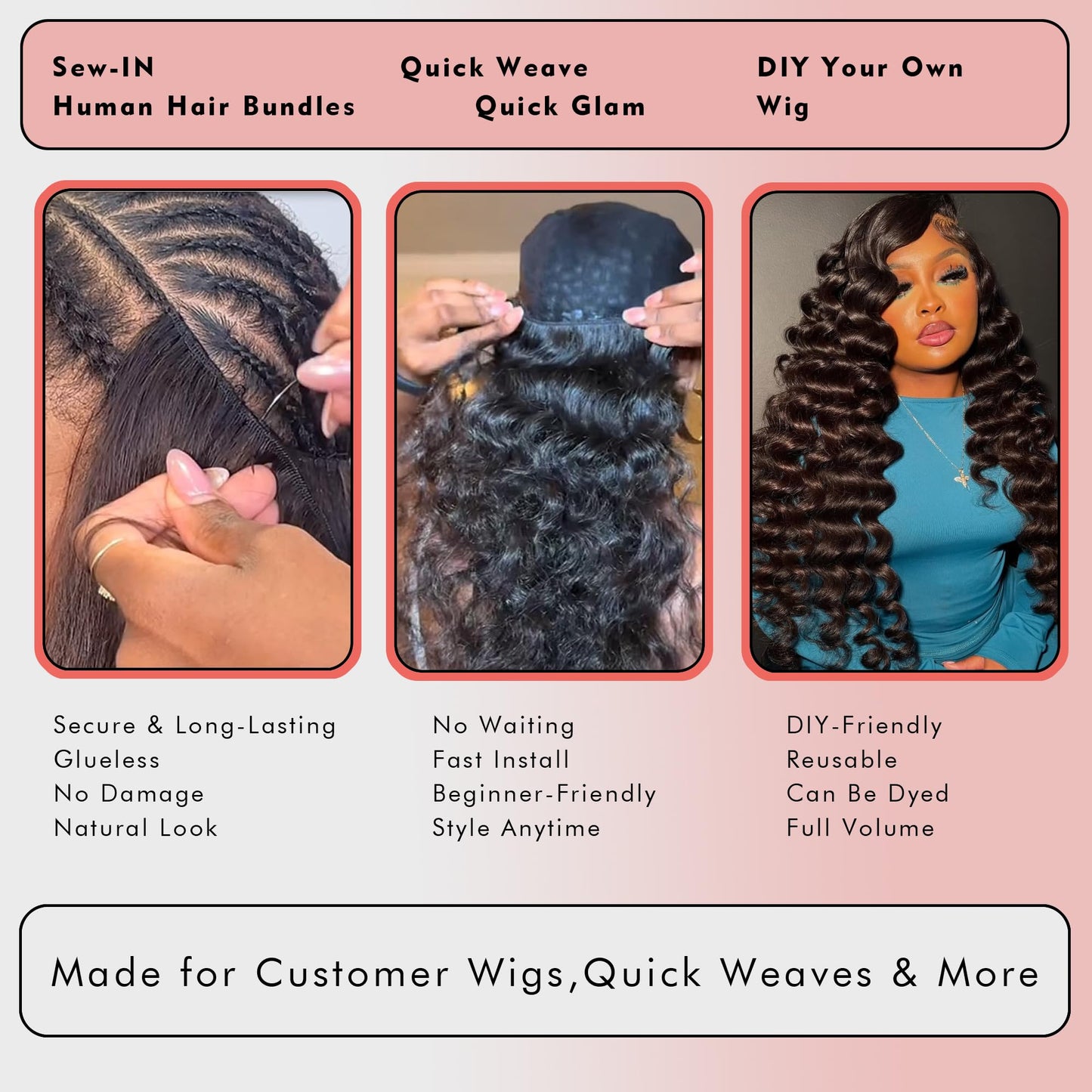 VipHonor 15A Raw Human Hair Bundles 18 20 22 Inch Deep Wave Bundles Human Hair, Indian Virgin 100% Human Hair Bundles Triple Lif