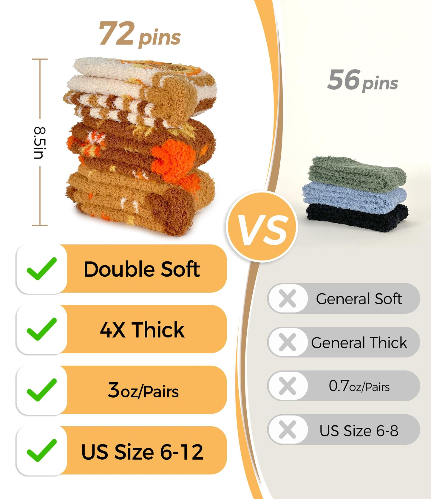 TEHOOK 4X Thicker & 2X Softer Fuzzy Socks - Cozy Warm Fluffy Fall Socks - Halloween Gifts, Size 6-12