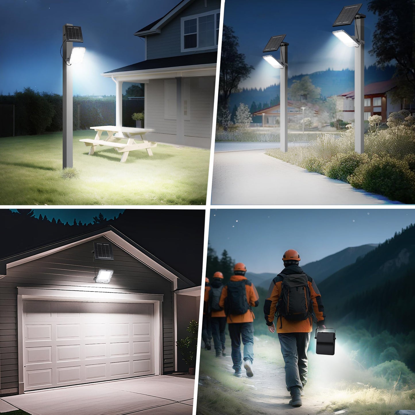 100W Solar Flood Light Outdoor Waterproof 24000Lm 6500K Led Solar Street Light With Remote Dusk To Dawn Solar-Powered Lamp Split Type Security Lighting With 13Ft Cable For Parking Lot Yard Garage