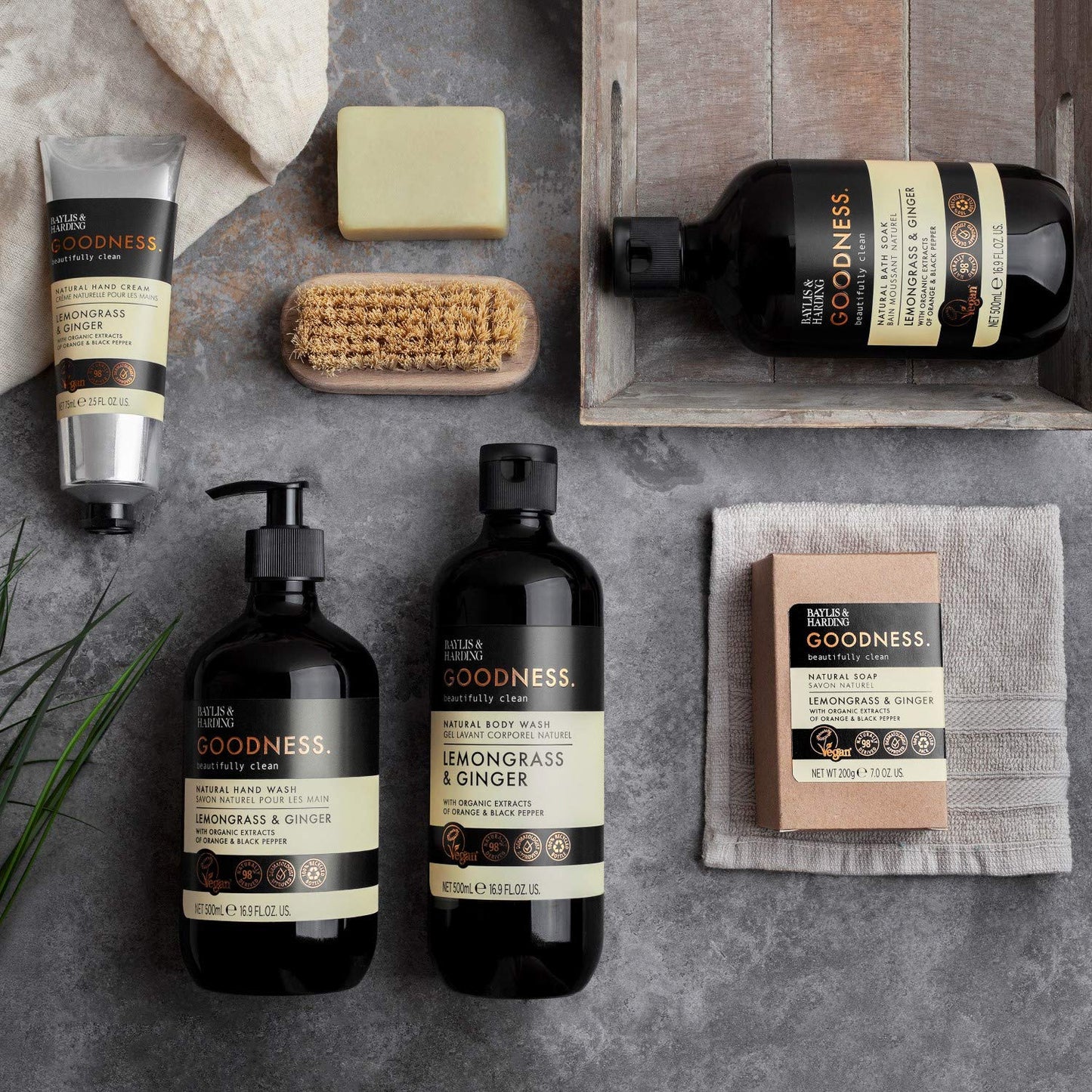 Baylis & Harding Goodness Lemongrass & Ginger Bath Soak, 500 ml (Pack of 3) - Vegan Friendly