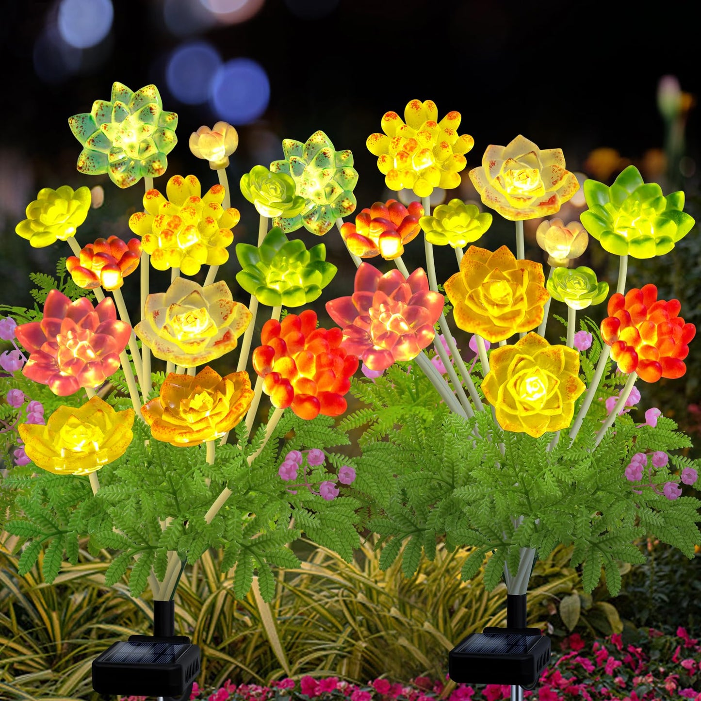 Kohlrabi Solar Garden Lights Outdoor Upgraded 4 Pack Succulent Solar Lights Gardening Gifts For Women Succulent Plant Yard Decor Waterproof For Lawn Patio Pathway